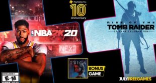 Июльский Playstation Plus – 10 лет сервису, NBA 2K20, Rise of the Tomb Raider и Erica